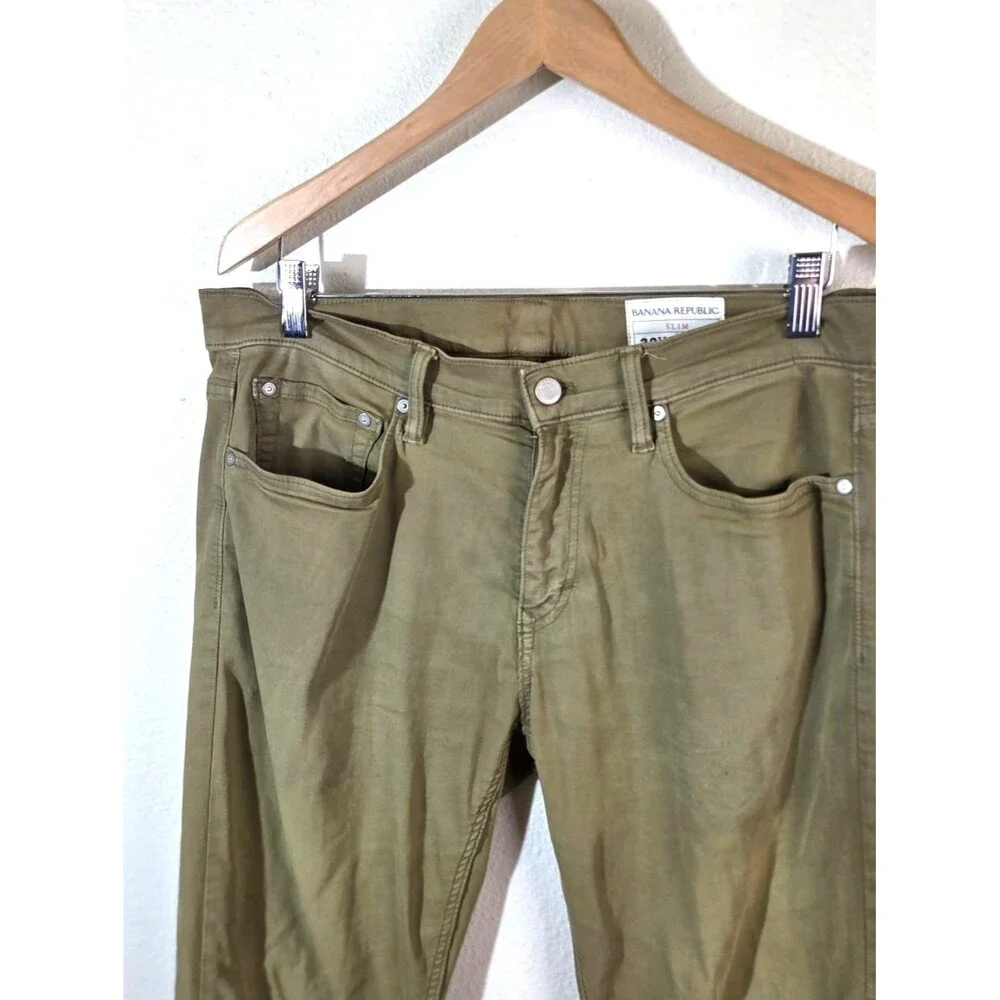 Banana Republic Slim Fit Pants 32x34 Khaki Stretch Chinos Men Distressed Knee